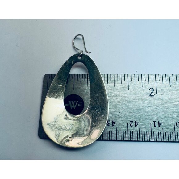 Big Bottom Ovoid Sterling Silver 925 Drop Earrings, Hook Style, 9.9 Grams - Picture 5 of 8